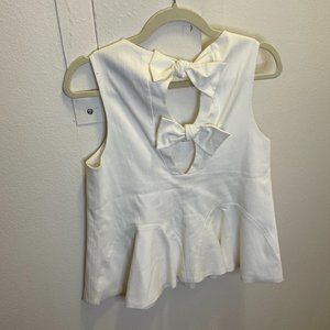 Alexis White Denim Peplum Top with Bows